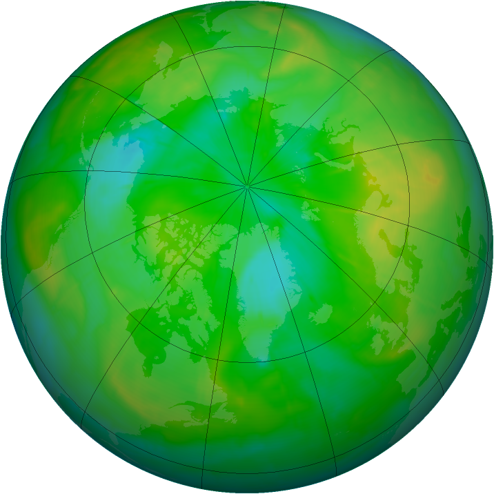 Arctic ozone map for 07 July 2009